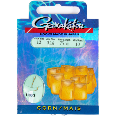 Крючки с поводком Gamakatsu Booklet CORN 1130G разм. 10-0.16мм 75см 10шт.