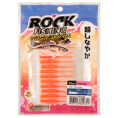 Силиконовая приманка Higashi Deep Worm 1.5" цв. #Fluo Orange