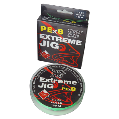 Плетеная леска Trout Zone PEx8 Extreme Jig 150m Fluo Green #1.0 / 19.0 LB
