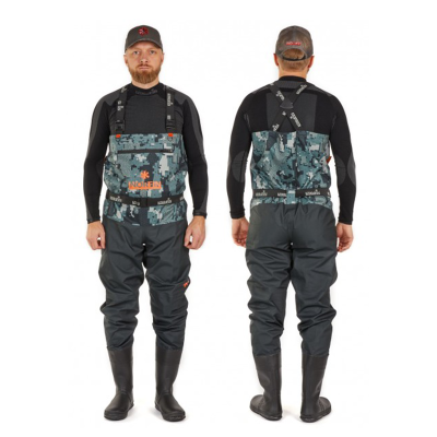 Полукомбинезон забродный Norfin Pilot Camo Bootfoot р.40-S с сапогами резина