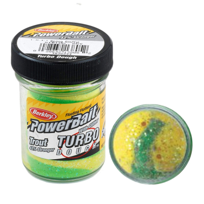 Паста форелевая двухцветная Berkley GLITTER TURBO DOUGH Spring Green Yellow