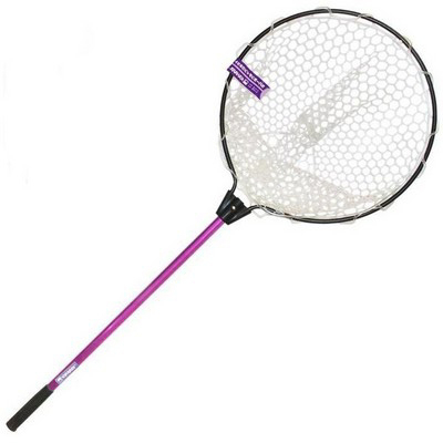 Подсак для форели Kahara Rubber Landing Net, прозр рез (обруч D-45см, глу-30см, рук - 70см фиолетовая)