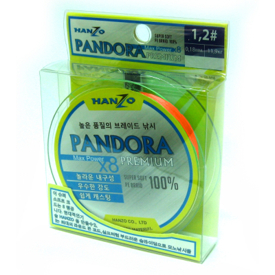 Леска плетеная Hanzo Pandora Premium X8 150м Orange 0,10mm 6,4 кg, #0.4
