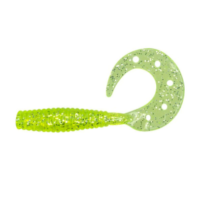 Твистер Dragon Diver 2.5"/6cm 15 шт. CHARTREUSE silver glitter