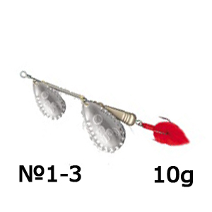 Блесна LAV-MD Spinner Dacho Duo (№1-3, 10 g) / Nickel Red Tail / Art. 5219013