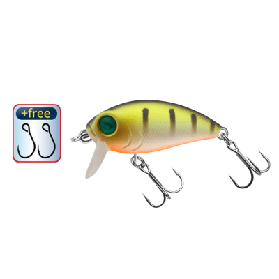 Воблер Sprut Rini Crank Major 36F (Floating/36mm/3,5g/0,1-0,3m/WLP) + Два Одинарных Крючка