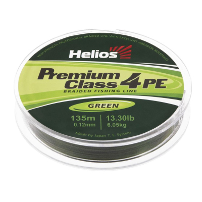 Шнур плетеный Helios Premium Class 4 PE Braid Green 135m 0,12mm