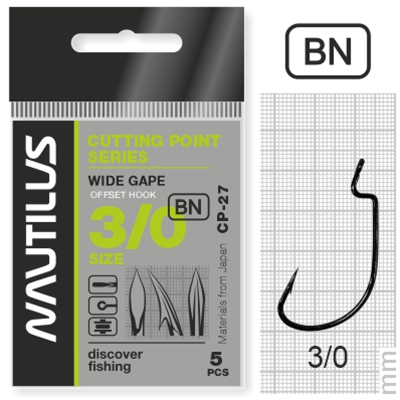 Крючок офсетный Nautilus Offset Cutting Point series Wide Gape CP-27 BC № 3/0