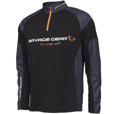 Футболка Savage Gear Tournament Gear Shirt 1/2 Zip Black Ink р.L, арт.73684