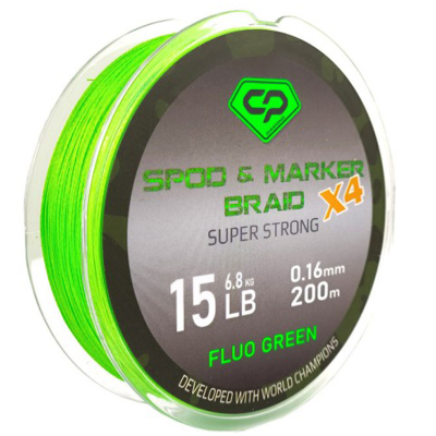 Шнур плетеный под спод-маркер Carp Pro Deligth Spod and Marker Braid PE X4 Fluo Green 200m 0,16мм 15lb