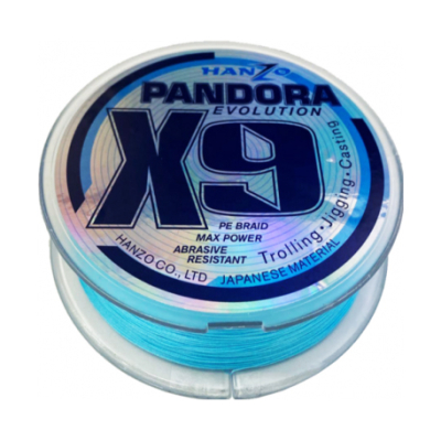 Плетеный шнур Hanzo Pandora Evolution x9 1.0 (150м) 0,17мм 9,6кг Blue