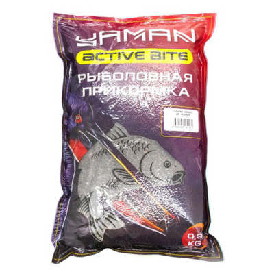 Прикормка Yaman Active Bite Плотва (кокос), цв. чёрный, 900 гр.