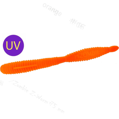 Силиконовая приманка Zombie ZWorm (Червь) цвет Оранжевый (Orange) UV
