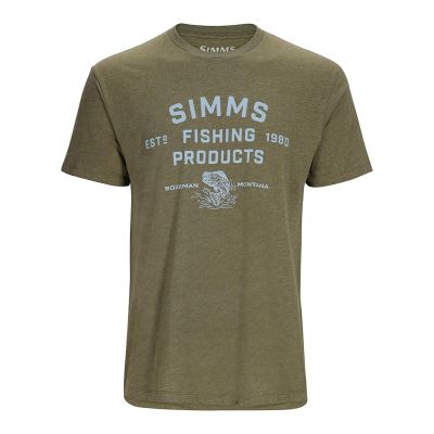 Футболка Simms Stacked Logo Bass T-Shirt, Military Heather, S