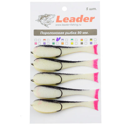 Поролоновая рыбка Leader 80 мм. кр. 1 бело-черная