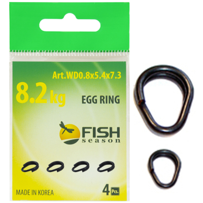 Кольцо титановое разжимное Fish Season Egg Ring, 1,0х6,8х9,1 мм, тест 9,5 кг. (упак. 4 шт)