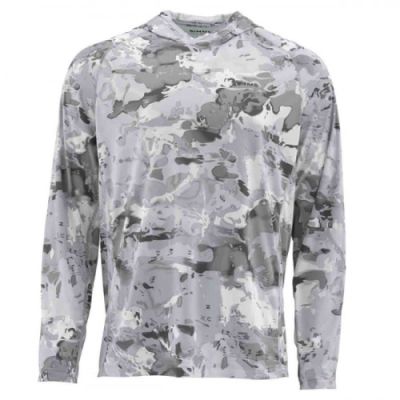 Термофутболка Simms Solarflex Hoody - Print, XXL, Cloud Camo Grey