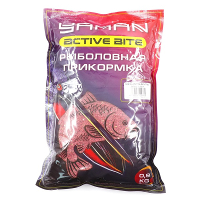 Прикормка Yaman Active Bite Плотва (тутти-фрутти), цв. красный, 900 гр.