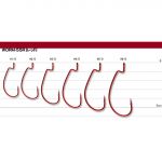Крючок офсетный Vanfook WORM-55R Red №6/0, 4 pcs/pack