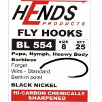 Крючок Hends 554BL Pupa,Shrimp, Nymph Barbless Black Nickel, #8
