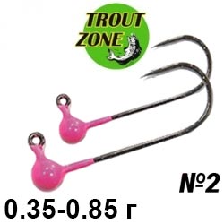 Trout Zone Джиг-головка на крючке Kumho BN №2 (Безбородый) розовый