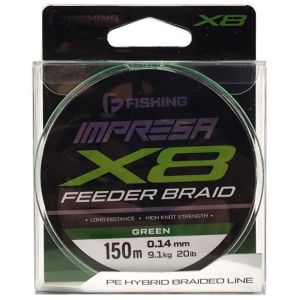 Шнур F-Fishing Impresa Braid PE X8 Feeder 150m Green 0,18мм 11,4кг/25lb