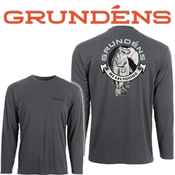 Grundens Tech Tee LS Shirt, Bass Print Anchor