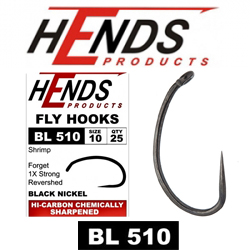 Hends 510 BL Shrimp Barbless, Black Nickel