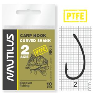 Крючок Nautilus Carp Curved Shank NK-1PTFE № 2