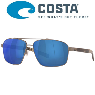 Costa Flagler 580P Brushed Gunmetal/Blue Mirror 580P