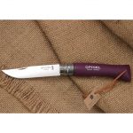 Нож Opinel №7 Trekking, нержавеющая сталь, кожаный темляк, фиолетовый