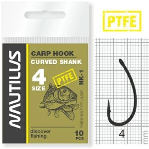 Крючок Nautilus Carp Curved Shank 1PTFE № 4