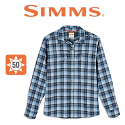 Simms Gallatin Flannel LS Shirt, Kennebec Plaid Steel Blue