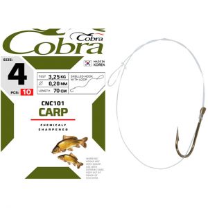 Крючки с поводком Cobra CARP 70cm, 0,24mm, разм.2, 10шт.