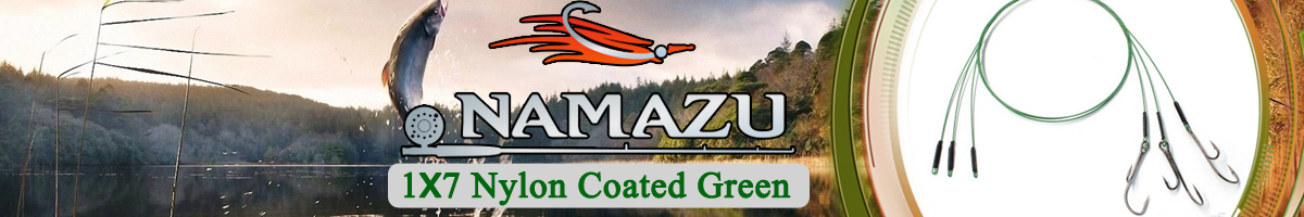 Namazu 1х7 Nylon Coated Green с живцовым крючком 4715 Double