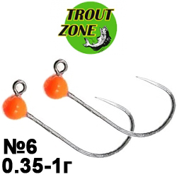 Trout Zone Джиг-головка вольфрам №6 оранжевый