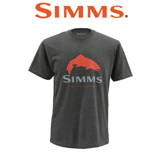 Simms Trout Logo SS T Charcoal Heather