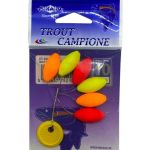 Стопоры Mikado Trout Campione Float Balls д.10мм ( 6шт.) пенопл., овальные, MIX (Арт.ATC-S02-10)