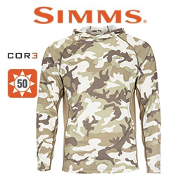 Simms SolarFlex Hoody - Print, Woodland Camo Sandbar