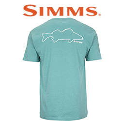 Simms Walleye Outline T-Shirt, Oil Blue Heather