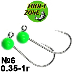 Trout Zone Джиг-головка вольфрам №6 гриншартрез