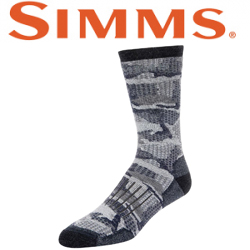 Simms Women's Merino Midweight Hiker Sock, Hex Flo Camo Admiral