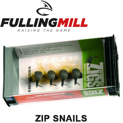Fulling Mill Zip Snails Black Barbless Selection