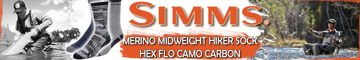 Simms Merino Midweight Hiker Sock, Hex Flo Camo Carbon
