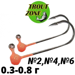 Trout Zone Джиг-головка на крючке Kumho оранжевый