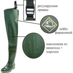Сапоги рыбацкие с тканевой надставкой, трехкомпонентное литьё Дюна Модель 162 Т размер 41, Олива
