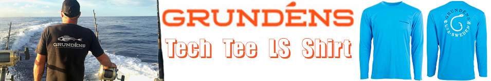 Grundens Tech Tee LS Shirt, G Hook Print Coastal Blue
