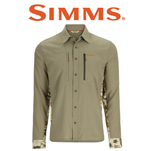Simms Intruder BiComp Fishing Shirt, Stone/Ghost Camo Stone