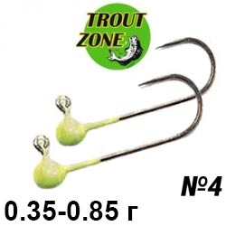 Trout Zone Джиг-головка на крючке Kumho BN №4 (Безбородый) шартрез