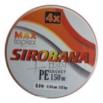 Шнур плетеный "Shii Saido" Sirobana 4X, L-150 м, d-0,185 мм, test-7,25 кг, orange